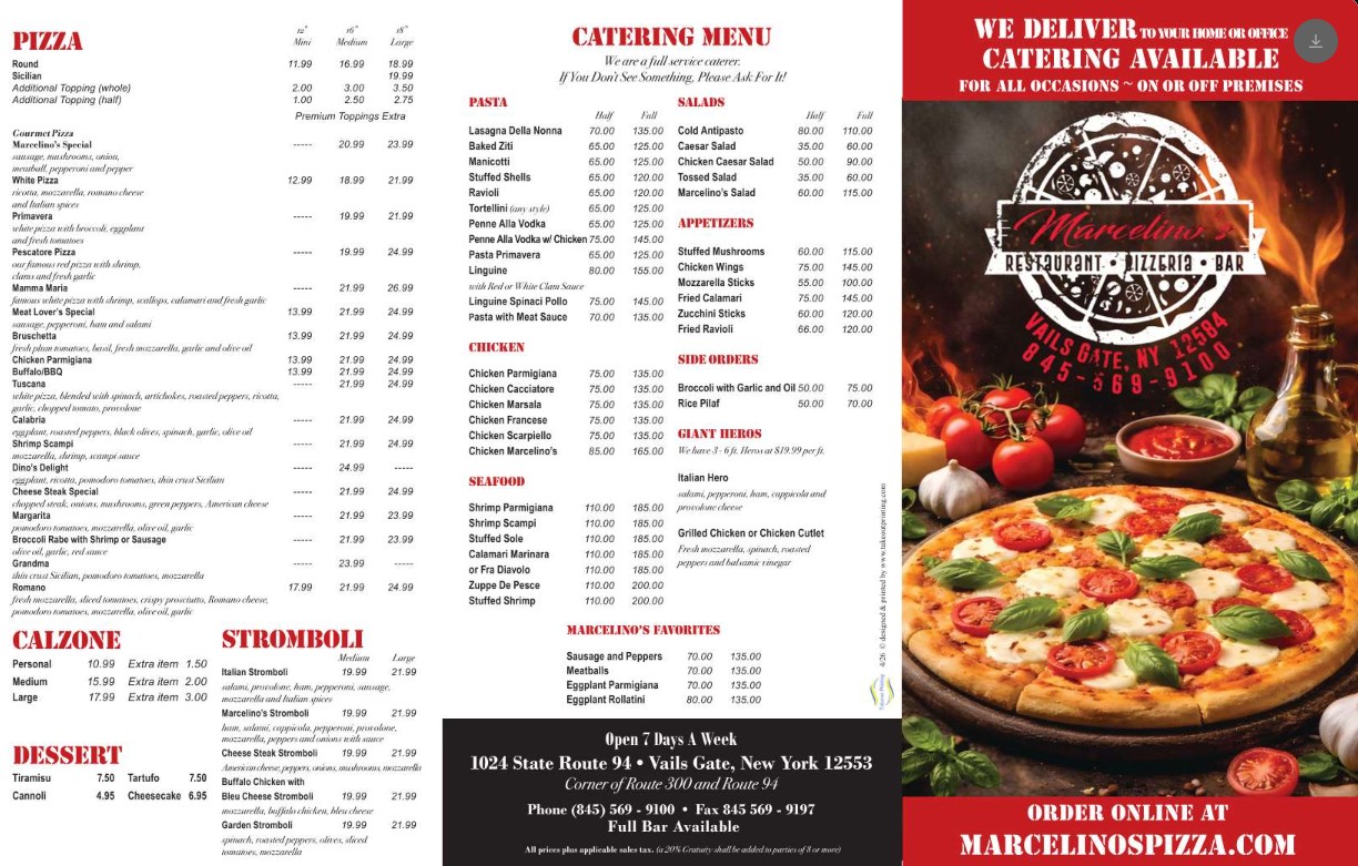 Marcelinos New Menu
